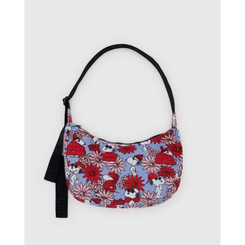 Medium Nylon Crescent Bag - Floral Snoopy - smaller diaper bag