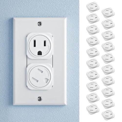 SAFELON 20 Pcs Electrical Safety Plug Socket Covers US, Child Baby Safety Plug Socket Covers for Sockets, Protection Against Electric Shock for Children (White)