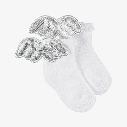 Meia Pata - Silver Angel Wing Baby Socks | Childrensalon