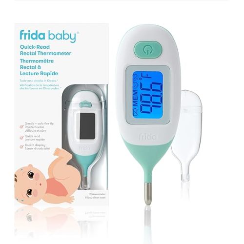 Frida Baby Rectal Thermometer for Babies, Digital Fever Thermometer for Babies, Newborns & Infants, Quick & Accurate Temperature Check, Water Resistant, Clear Case, Memory Holds Last 10 Readings