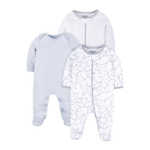 Little Star Organic Baby Boy or Girl Gender Neutral Newborn Essentials Sleep 'N Play Pajamas, 3-Pack (NB-6/9M) - Little Star Organic Baby Boy or Girl Gender Neutral Newborn Essentials Sleep 'N Play Pajamas, 3-Pack (NB-6/9M)