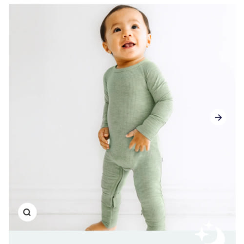 Heather Sage Ribbed Crescent Zippy - Little Sleepies