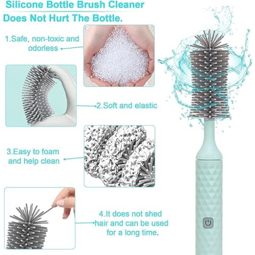 Electric Cleaning Brush Set 4 Piece Multi-Purpose Cleaner Brushes,360° high-Speed Rotation Cleaning,1500mAh,Waterproof IPX65,Perfect Household Cleaning Brushes(Blue)