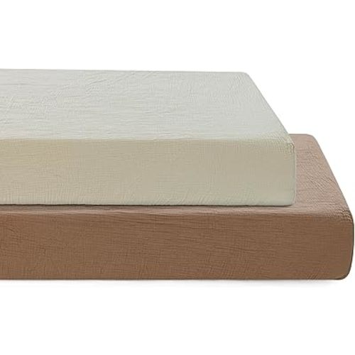 Baby Crib Fitted Sheet, 100% Muslin Cotton, Fit Standard Crib Mattresses, Fitted Crib Sheet, Super Soft, Toddler Fitted Sheet, Durable, Unisex, 28"x52"x9"