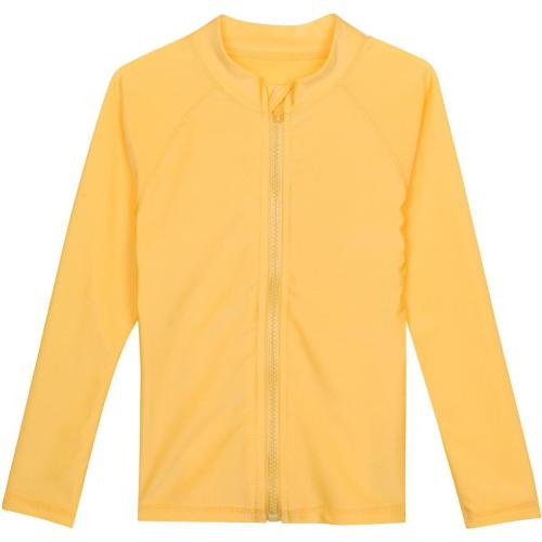 Kids UPF 50+ Long Sleeve Zipper Rash Guard Swim Shirt | "Yellow"