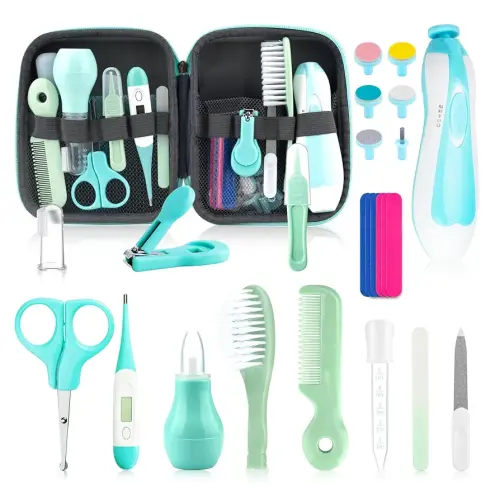 Baby Grooming Kit for Boys Girls Safety Newborn Nursery Essentials Grooming Set Gift for First-time Parents, Green 25 in 1
