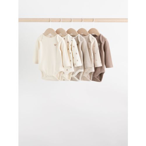 Neutral Bear Baby Long Sleeve Bodysuits 5 Pack
