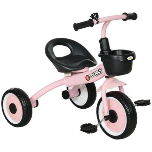 Qaba Tricycle for Toddlers Age 2-5 with Adjustable Seat, Toddler Bike for Children with Basket, Bell, Pink