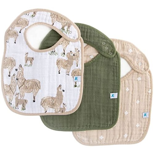 Little Unicorn Cotton Muslin Classic Bib 3 Pack – 100% Cotton – Machine Washable - 3 Lightweight, Breathable Layers - Llama Llama