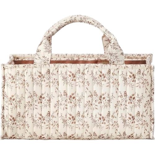 Diaper Caddy Organizer,Cute Floral Nursery Storage Basket,Soft Portable Changing Table Car Caddy Organizer Gift (Floral B)