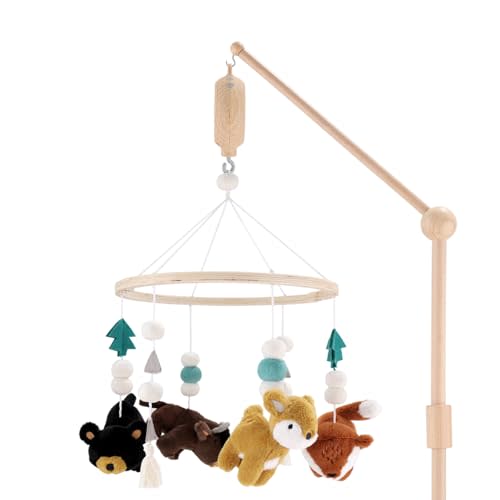 The Peanutshell Crib Mobile for Boys or Girls - Wooden Musical Baby Crib Mobile with 12 Lullabies, Western Woods Baby Western Woods Nursery Decor