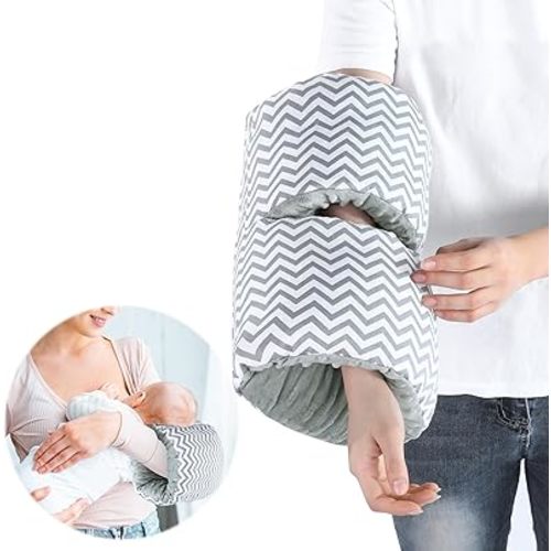 HOMBYS Cozy Cradle Arm Pillow for Feeding Baby,Middle Opening Design Arm Breastfeeding Pillow, Nursing Pillows for Breastfeeding (Grey Weave)