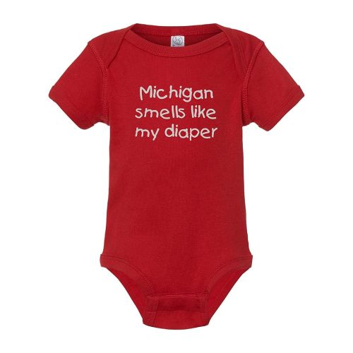 Campus Originals Ohio State Buckeyes Baby Infant Shower Birthday Gift Michigan Smells Like My Diaper Funny Bodysuit