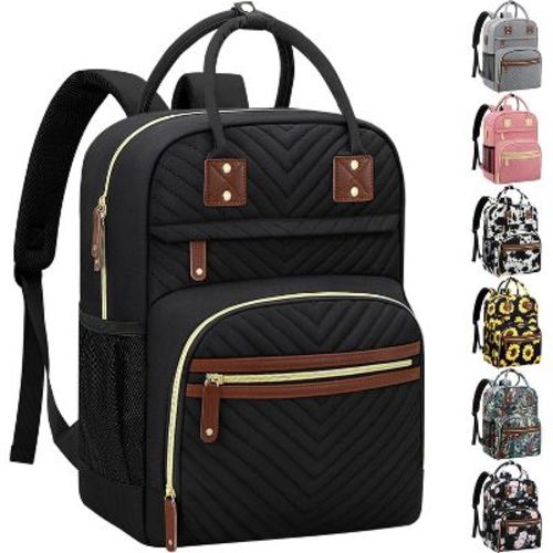 Itopfox Large Capacity Waterproof Diaper Backpack with Insulated Pockets for Baby Essentials, Maternity Travel Bag in Black