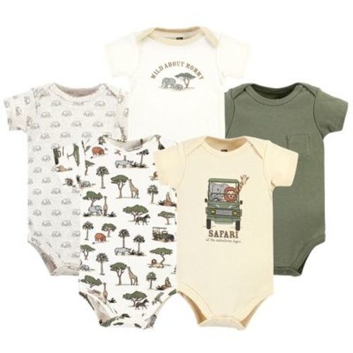 Hudson Baby Cotton Bodysuits, Going On Safari 5-pack, Newborn