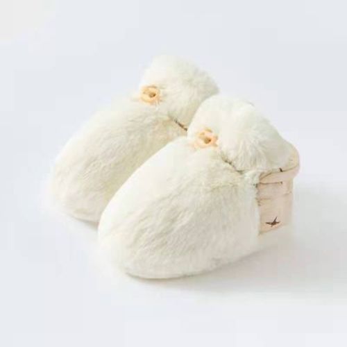 MyKids-USA Newborn Baby Solid Color Plush Warm Shoes Outfits In Autumn & Winter White S (6-12M)
