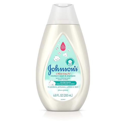 Johnson's CottonTouch Newborn Baby Wash & Shampoo, Made with Real Cotton, 6.8 fl. oz