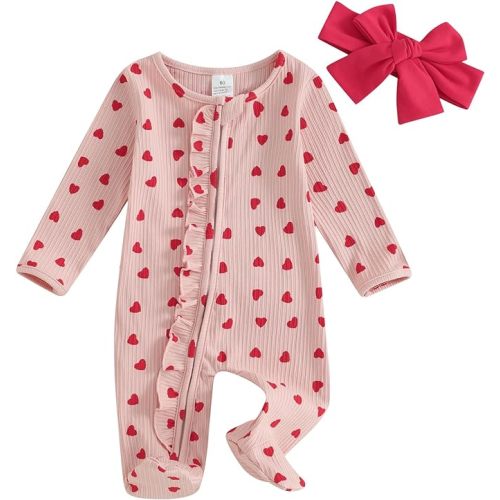 YINGISFITM Baby 6 Months Girl Clothes Newborn Onesie Ruffle Long Sleeve Ribbed Romper Jumpsuit One Piece Hospital Outfit