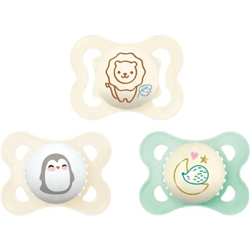 MAM Variety Pack Baby Pacifier, Includes 3 Types of Pacifiers, Nipple Shape Helps Promote Healthy Oral Development,0-6 Months, Unisex, 3 Count (Pack of 1)