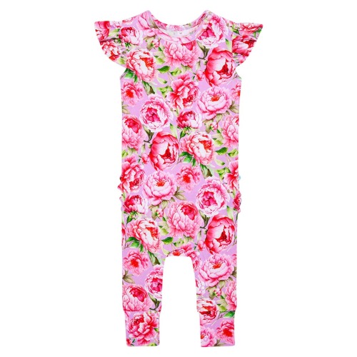 Francoise Peony Print Ruffle Romper, 0-3M