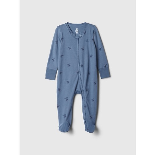 Baby First Favorites Organic Cotton Footed One-Piece in bainbridge blue, size: 3-6 M