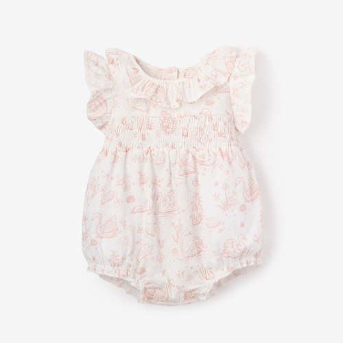Swan Toile Swiss Dot Bubble PINK / 3-6M