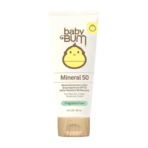 Sun Bum Baby Bum SPF 50 Sunscreen Lotion with Mineral UVA/UVB Face and Body Protection for Sensitive Skin - Fragrance Free - Travel Size - 3 FL OZ