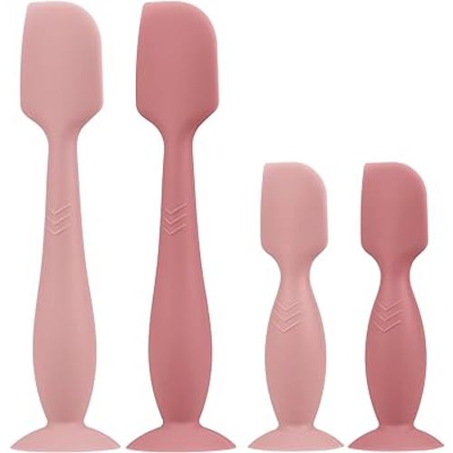 Baby Butt Paste Spatula - 4 Pack Diaper Cream Spatula Applicator Silicone Baby Butt Paste Spatula for Babies, Newborn, 2 x Large Size, 2 x Small Size (Blush/Mauve)