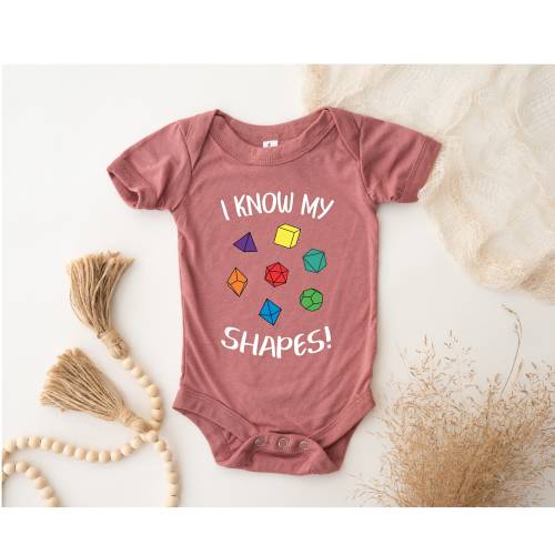 I know my shapes!, Baby Shower Gift, Gamer Baby, Dnd Gifts, Dnd Onesie®, DnD Birthday Gift, Funny Unisex Baby Short Sleeve One Piece