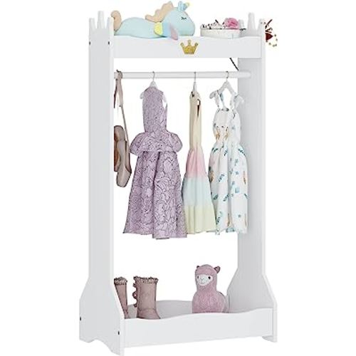 UTEX Kids Dress Up Storage, Kids' Costume Organizer Center, Open Hanging Armoire Closet, Kids Armoire with Rack for Toddler 3 Age+, White