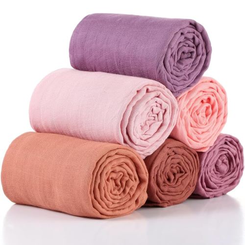 47 x 47 Inches Muslin Swaddle Blankets Cotton Newborn Receiving Blankets Breathable Colorful Baby Swaddle Soft Baby Registry Essentials Gift for Unisex Boy Girl(Classic Colors)
