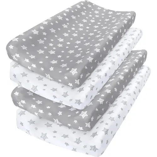 Changing Pad Cover for Boys 4 Pack, Lovely Print Soft Unisex Diaper Change Table Sheets, Fit 32"x16" Contoured Pad, Comfy Cozy 4-Pack Cradle Sheets