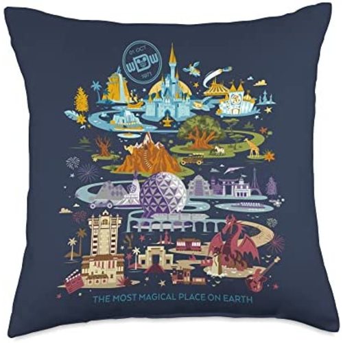 Disney Walt World 50th Anniversary Throw Pillow, 18x18, Multicolor