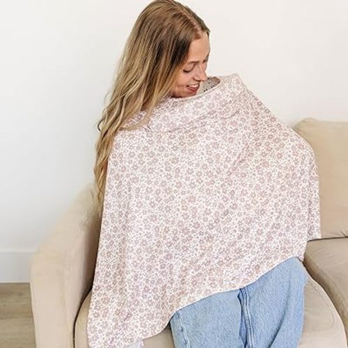 Nursing Cover Up for Breastfeeding - Breathable Breastfeeding Cover with Removable Arch Neckline for Women - Breast Feeding Covers for Women (Antique Rose)