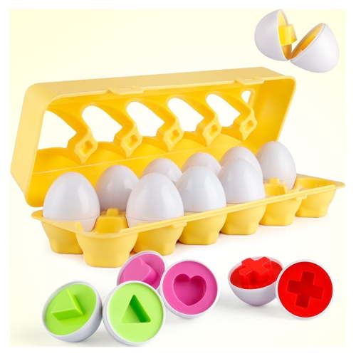 Coogam Matching Easter Eggs, Learning Educational Fine Motor Skill Montessori Baby Toys for Toddler 1 2 3 Year Old(12pcs Packs)