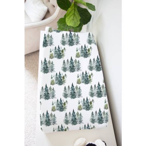 Forest Changing Pad Cover, Woodland baby gifts, Wilderness nursery, Woodland changing pad cover, Pine tree nursery - Majestic Forest