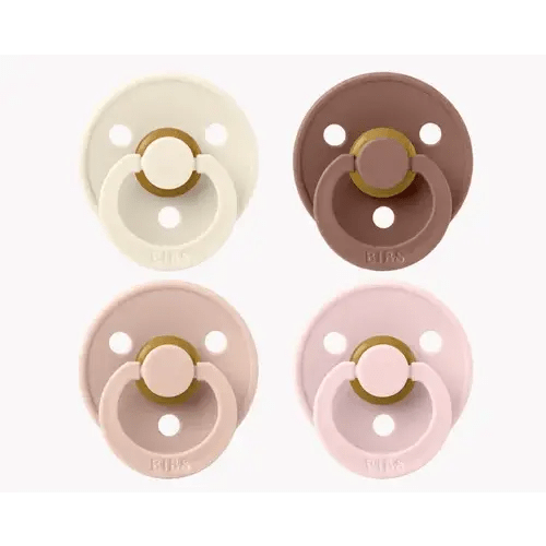 BIBS Pacifier, 4pack Latex Size 2 - Ivory/Blush/Woodchuck/Blossom | Baby Bunting AU