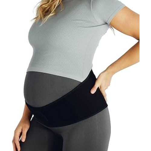 Belly Bandit Upsie Belly Pregnancy Support Band - The Ideal Support for your Belly and Relief for your Aching Back - Anti-Dig Closure and 12" of Adjustability, Black, Medium