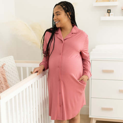 Clea Bamboo Classic Long Sleeve Sleep Shirt | Peony