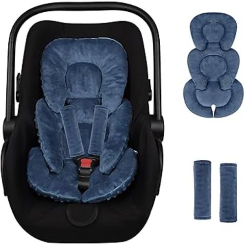 Infant Car Seat Insert Head and Body Support, GFU Reversible Newborn Insert for Carseat with Strap Pads, Soft Stroller Cushion Pillow Insert for Boys and Girls, Fits for Stroller, Swing, Blue
