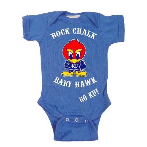Kansas Jayhawks Baby Blue Baby Hawk Short Sleeve One Piece