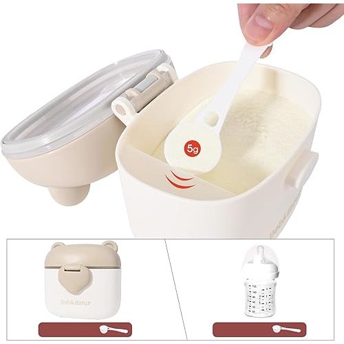 Bebamour Baby Formula Dispenser On The Go, Formula Container to Go, Formula Holder for Travel, Candy Fruit Snack Storage Container with Scoop and Leveller (Coffee)