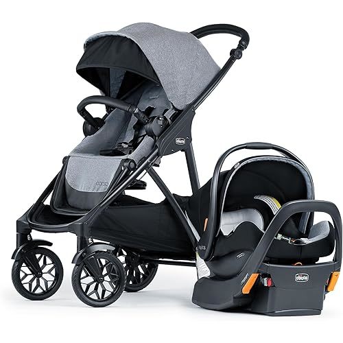 Chicco Corso LE ClearTex Modular Travel System with Corso LE Stroller & KeyFit Max ClearTex Infant Car Seat and Base, Stroller and Car Seat Combo | Canyon/Brown