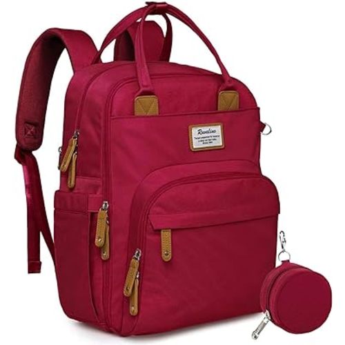 RUVALINO Diaper Bag Backpack, Multifunction Travel Pack Maternity Baby Changing Bags, Large Capacity, Waterproof, Purplish Red