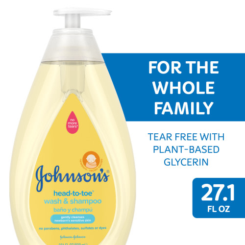 Johnson's Head-To-Toe Tear Free Infant Baby Bath Body Wash Soap and Shampoo, 27.1 oz