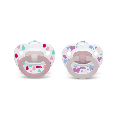 NUK | Orthodontic Pacifiers | Pink-Powder Pink | 6-18 Months | Best Pacifier for Breastfed Babies | BPA Free | Shaped to Soothe Just Like Mom | 2-Pack