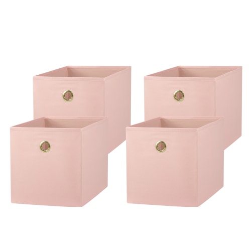 Mainstays Collapsible Fabric Cube Storage Bins (10.5" x 10.5"), 4 Pack, Pearl Blush