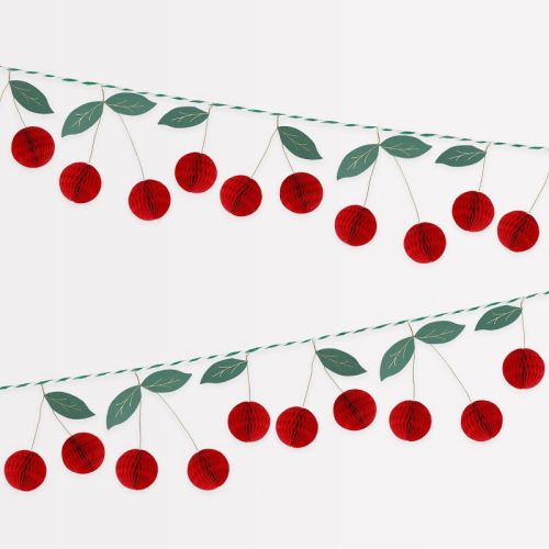Meri Meri Cherry Honeycomb Garland (7.25' with excess cord - Pack of 1)