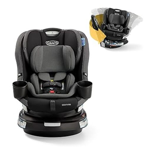 Graco EasyTurn 360 2-in-1 Convertible Car Seat, 360 Degree Rotating Infant to Toddler Rotating Car Seat, 2 Modes Forward and Rear Facing, Slim Design, Cyran