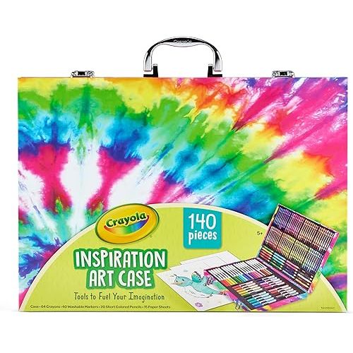 Crayola Inspiration Art Case Coloring Set - Tie-Dye (140ct), Art Supplies Set For Kids, Drawing Kit, Travel Gift for Girls & Boys, Ages 5+ [Amazon Exclusive]